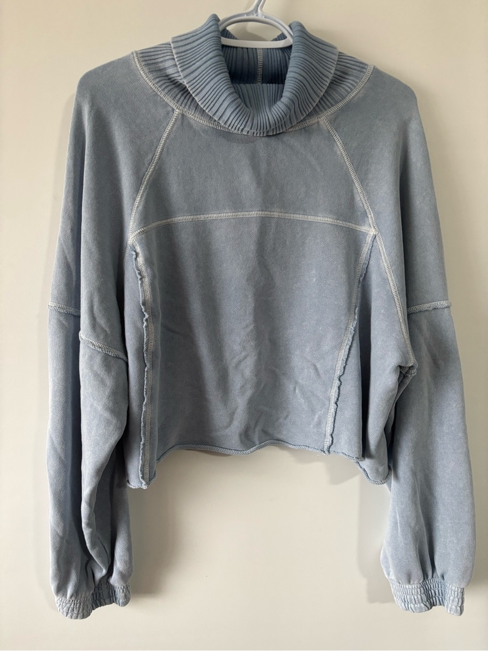 aerie Light Blue Cropped Turtleneck Sweater